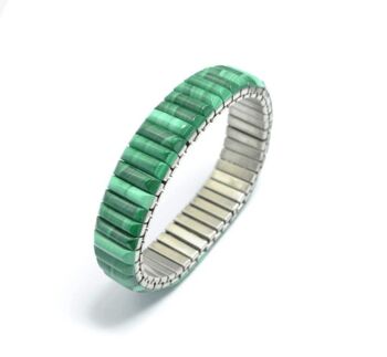 Bracelet extensible en malachite et acier 1