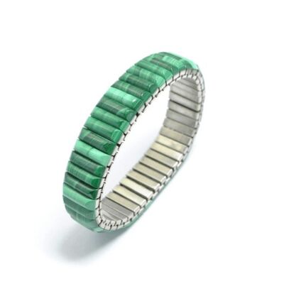 Bracciale elastico in malachite e acciaio