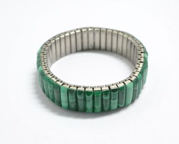 Bracelet extensible en malachite et acier 2