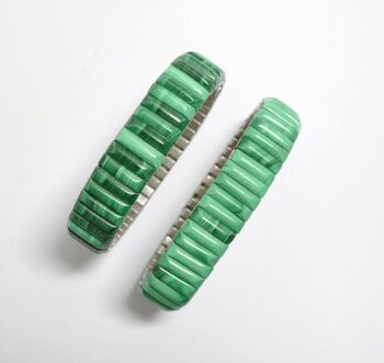 Bracelet extensible en malachite et acier 3