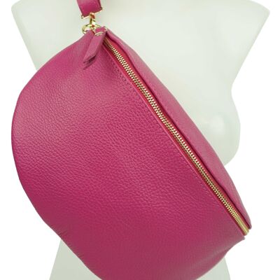 Bolso banana grande Anaé de piel fucsia