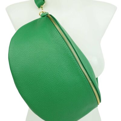 Grand sac banane en cuir Vert Anaé