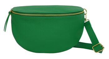 Grand sac banane en cuir Vert Anaé 2