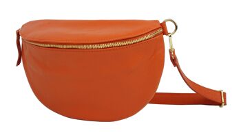 Grand sac banane en cuir Orange Anaé 3