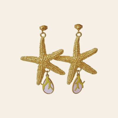 Callie Earrings, Starfish Pendant, Drop Charms and Coral Pendants
