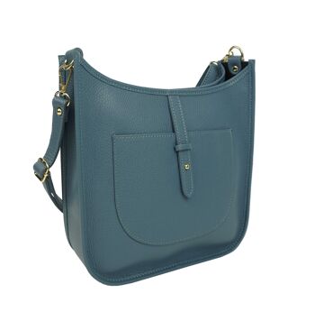 Sac bandoulière en cuir Bleu Jean Laly 2