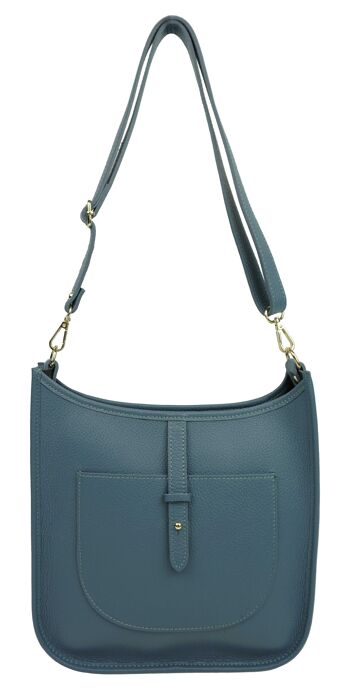 Sac bandoulière en cuir Bleu Jean Laly 4