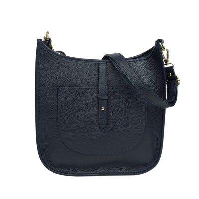 Borsa a tracolla in pelle blu navy Laly