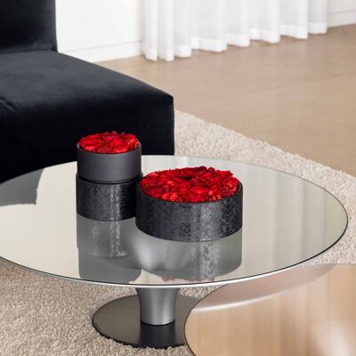 Coffret de fleurs préservées - Objet de décoration florale - Boite Noire Taille M