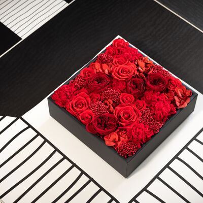 Coffret de fleurs préservées - Objet de décoration florale - Boite Noire Taille L