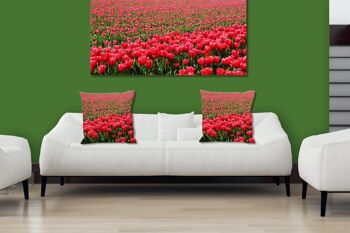 Ensemble de coussins photo décoratifs (2 pièces), motif : Mer de tulipes 2 - Taille : 40 x 40 cm - Housse de coussin premium, coussin décoratif, coussin déco, coussin photo, housse de coussin 2