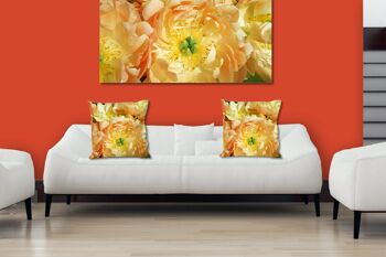 Ensemble de coussins photo décoratifs (2 pièces), motif : fleur de pivoine jaune - taille : 40 x 40 cm - housse de coussin premium, coussin décoratif, coussin décoratif, coussin photo, housse de coussin 2