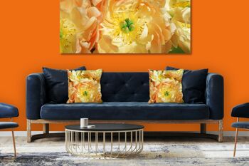 Ensemble de coussins photo décoratifs (2 pièces), motif : fleur de pivoine jaune - taille : 40 x 40 cm - housse de coussin premium, coussin décoratif, coussin décoratif, coussin photo, housse de coussin 3