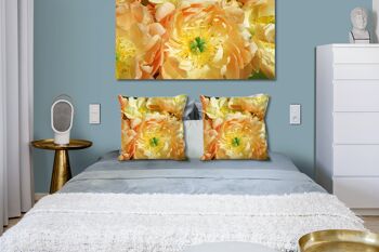 Ensemble de coussins photo décoratifs (2 pièces), motif : fleur de pivoine jaune - taille : 40 x 40 cm - housse de coussin premium, coussin décoratif, coussin décoratif, coussin photo, housse de coussin 6