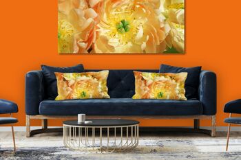 Ensemble de coussins photo décoratifs (2 pièces), motif : fleur de pivoine jaune - taille : 80 x 40 cm - housse de coussin premium, coussin décoratif, coussin décoratif, coussin photo, housse de coussin 3