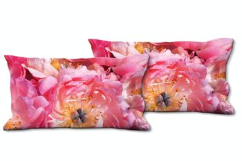 Ensemble de coussins photo décoratifs (2 pièces), motif : fleur de pivoine rose - taille : 80 x 40 cm - housse de coussin premium, coussin décoratif, coussin décoratif, coussin photo, housse de coussin 1
