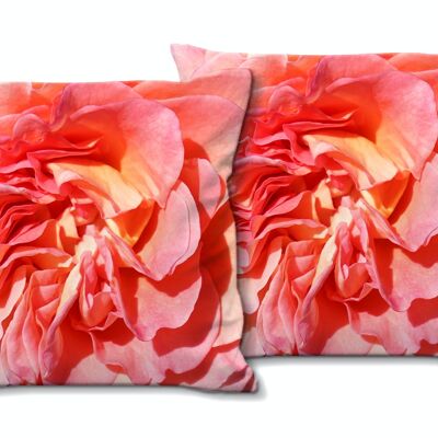 Juego de cojines decorativos con foto (2 piezas), motivo: flor de rosa sueño de rosa 3 - tamaño: 40 x 40 cm - funda de cojín premium, cojín decorativo, cojín decorativo, cojín fotográfico, funda de cojín