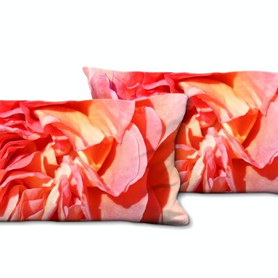 Decorative photo cushion set (2 pieces), motif: rose blossom rose dream 3 - size: 80 x 40 cm - premium cushion cover, decorative cushion, decorative cushion, photo cushion, cushion cover