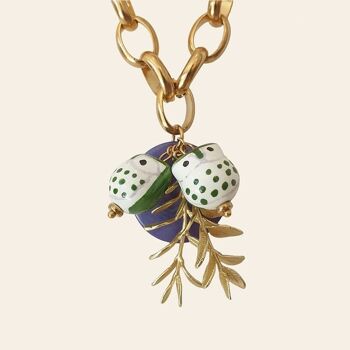 Collier Balian, Pendentifs Feuilles, Perles Hiboux et Graine Naturelle de Tagua 1