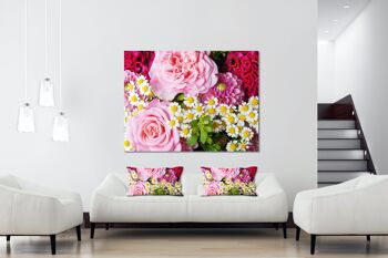 Ensemble de coussins photo décoratifs (2 pièces), motif : roses avec marguerites - taille : 80 x 40 cm - housse de coussin premium, coussin décoratif, coussin décoratif, coussin photo, housse de coussin 5