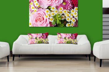 Ensemble de coussins photo décoratifs (2 pièces), motif : roses avec marguerites - taille : 80 x 40 cm - housse de coussin premium, coussin décoratif, coussin décoratif, coussin photo, housse de coussin 6