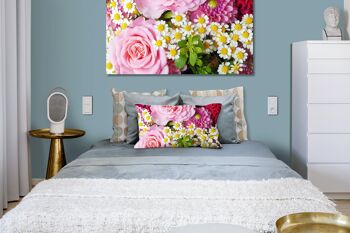Ensemble de coussins photo décoratifs (2 pièces), motif : roses avec marguerites - taille : 80 x 40 cm - housse de coussin premium, coussin décoratif, coussin décoratif, coussin photo, housse de coussin 7
