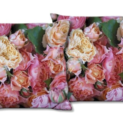 Set di cuscini decorativi con foto (2 pezzi), motivo: Rose dream 2 - dimensioni: 40 x 40 cm - fodera per cuscino premium, cuscino decorativo, cuscino decorativo, cuscino fotografico, fodera per cuscino