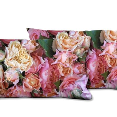 Set di cuscini decorativi con foto (2 pezzi), motivo: Rose dream 2 - dimensioni: 80 x 40 cm - fodera per cuscino premium, cuscino decorativo, cuscino decorativo, cuscino fotografico, federa per cuscino