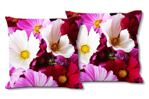 Deko-Foto-Kissen Set (2 Stk.), Motiv: Blütenmeer - Größe: 40 x 40 cm - Premium Kissenhülle, Zierkissen, Dekokissen, Fotokissen, Kissenbezug
