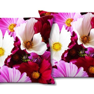 Ensemble de coussins photo décoratifs (2 pièces), motif : mer de fleurs - taille : 40 x 40 cm - housse de coussin premium, coussin décoratif, coussin décoratif, coussin photo, housse de coussin