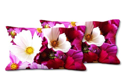 Deko-Foto-Kissen Set (2 Stk.), Motiv: Blütenmeer - Größe: 80 x 40 cm - Premium Kissenhülle, Zierkissen, Dekokissen, Fotokissen, Kissenbezug