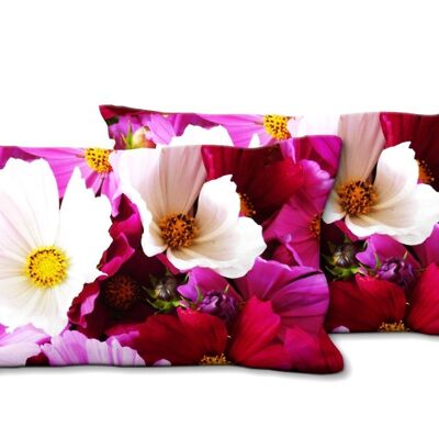Decorative photo cushion set (2 pieces), motif: sea of flowers - size: 80 x 40 cm - premium cushion cover, decorative cushion, decorative cushion, photo cushion, cushion cover