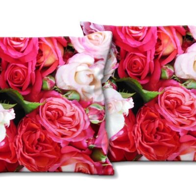Set di cuscini decorativi con foto (2 pezzi), motivo: Rose dream 3 - dimensioni: 40 x 40 cm - fodera per cuscino premium, cuscino decorativo, cuscino decorativo, cuscino fotografico, federa per cuscino