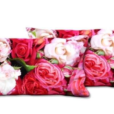 Set di cuscini decorativi con foto (2 pezzi), motivo: Rose dream 3 - dimensioni: 80 x 40 cm - fodera per cuscino premium, cuscino decorativo, cuscino decorativo, cuscino fotografico, federa per cuscino