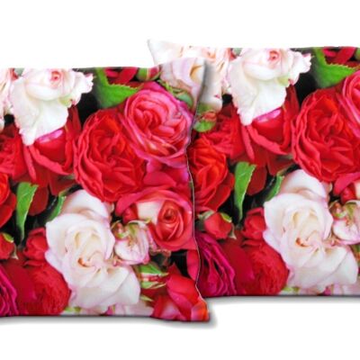 Set di cuscini decorativi con foto (2 pezzi), motivo: Rose dream 4 - dimensioni: 40 x 40 cm - fodera per cuscino premium, cuscino decorativo, cuscino decorativo, cuscino fotografico, federa per cuscino