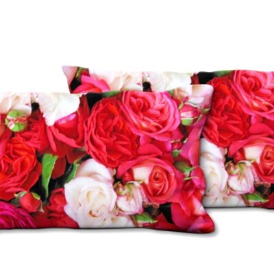 Set di cuscini decorativi con foto (2 pezzi), motivo: Rose dream 4 - dimensioni: 80 x 40 cm - fodera per cuscino premium, cuscino decorativo, cuscino decorativo, cuscino fotografico, federa per cuscino