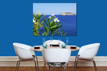 Papier peint : laurier-rose blanc de Crète au bord de la mer - format paysage 4:3 - nombreuses tailles et matériaux - motif d'art photo exclusif comme image sur toile ou image sur verre acrylique pour la décoration murale 7