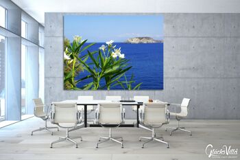 Papier peint : laurier-rose blanc de Crète au bord de la mer - format paysage 4:3 - nombreuses tailles et matériaux - motif d'art photo exclusif comme image sur toile ou image sur verre acrylique pour la décoration murale 14