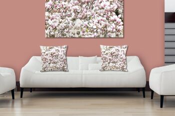 Ensemble de coussins photo décoratifs (2 pièces), motif : arbre à fleurs de magnolia - taille : 40 x 40 cm - housse de coussin haut de gamme, coussin décoratif, coussin décoratif, coussin photo, housse de coussin 3
