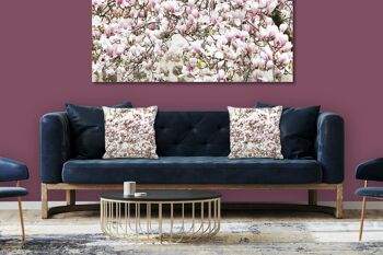 Ensemble de coussins photo décoratifs (2 pièces), motif : arbre à fleurs de magnolia - taille : 40 x 40 cm - housse de coussin haut de gamme, coussin décoratif, coussin décoratif, coussin photo, housse de coussin 5