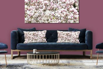 Ensemble de coussins photo décoratifs (2 pièces), motif : arbre à fleurs de magnolia - taille : 80 x 40 cm - housse de coussin haut de gamme, coussin décoratif, coussin décoratif, coussin photo, housse de coussin 2