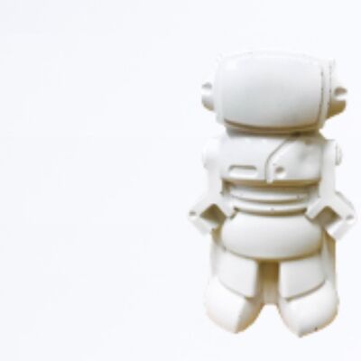 Figurine déco - robot en béton beige