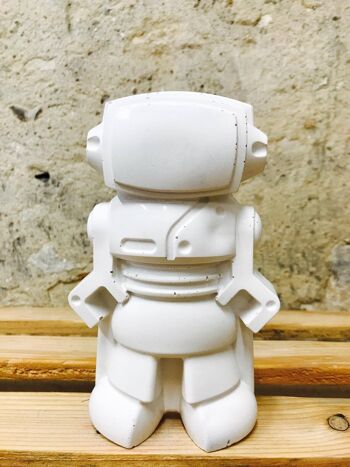 Figurine déco - robot en béton beige 2