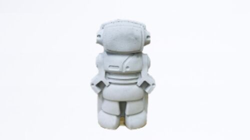 Figurine déco - robot en béton gris