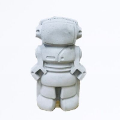 Figurine déco - robot en béton gris