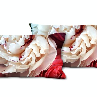 Decorative photo cushion set (2 pieces), motif: delicate rose love - size: 80 x 40 cm - premium cushion cover, decorative cushion, decorative cushion, photo cushion, cushion cover