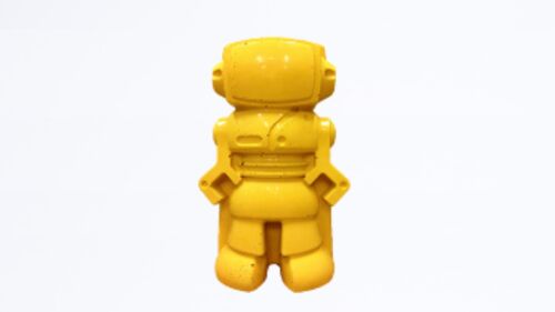 Figurine déco - robot en béton jaune