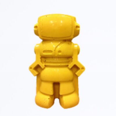 Figurine déco - robot en béton jaune