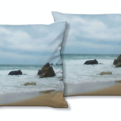 Decorative photo cushion set (2 pieces), motif: longing for the sea 3 - size: 40 x 40 cm - premium cushion cover, decorative cushion, decorative cushion, photo cushion, cushion cover
