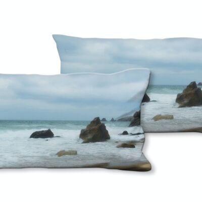 Juego de cojines decorativos con foto (2 piezas), motivo: añoranza por el mar 3 - tamaño: 80 x 40 cm - funda de cojín premium, cojín decorativo, cojín decorativo, cojín fotográfico, funda de cojín